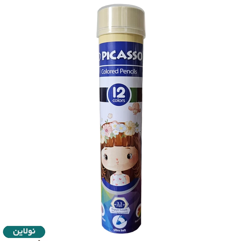 قیمت و خرید مداد رنگی 12 رنگ پیکاسو استوانه فلزی طرح دختر GOL12TN-S | نولاین