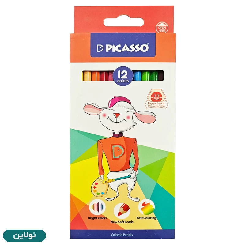 قیمت و خرید مداد رنگی 12 رنگ پیکاسو جعبه مقوایی طرح خرگوش کد GOL-12-C | نولاین