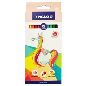 مداد رنگی 12 رنگ پیکاسو جعبه مقوایی طرح تک شاخ کد GOL-12-C | نولاین
