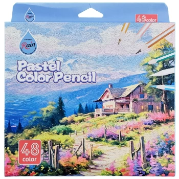 مداد رنگی 48 رنگ پاستیلی جعبه مقوایی رین کد 604 | نولاین