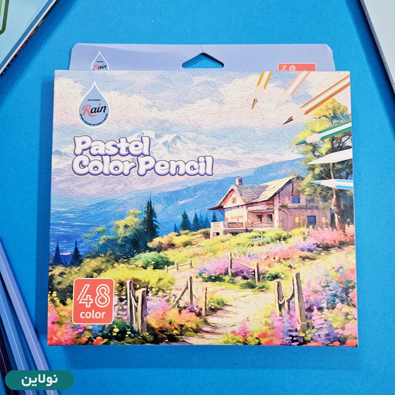 قیمت و خرید مداد رنگی 48 رنگ پاستیلی جعبه مقوایی رین کد 604 | نولاین