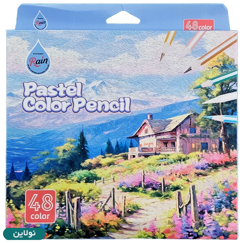 قیمت و خرید مداد رنگی 48 رنگ پاستیلی جعبه مقوایی رین کد 604 | نولاین