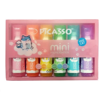 ماژیک علامت زن هایلایتر 6 رنگ پیکاسو طرح گربه mini کد HL610 | نولاین