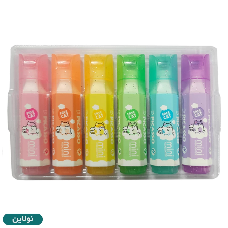 قیمت و خرید ماژیک علامت زن هایلایتر 6 رنگ پیکاسو طرح گربه mini کد HL610 | نولاین