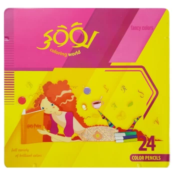 مداد رنگی 24 رنگ لوکی جعبه فلزی طرح دختر کد 3024 | نولاین