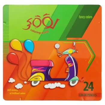 مداد رنگی 24 رنگ لوکی جعبه فلزی طرح موتور کد 3024 | نولاین
