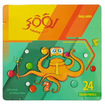 مداد رنگی 24 رنگ لوکی جعبه فلزی طرح اختاپوس کد 3024 | نولاین
