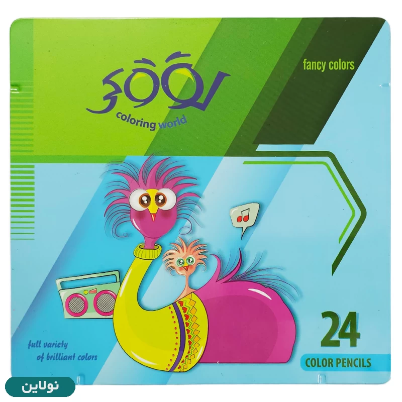 قیمت و خرید مداد رنگی 24 رنگ لوکی جعبه فلزی طرح شترمرغ کد 3024 | نولاین