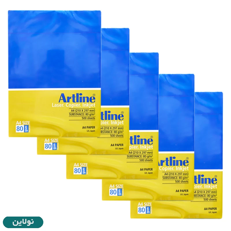 قیمت و خرید کاغذ سفید A4 آرت لاین 80 گرم بسته 500 عددی باکس 5 عددی کد Art-A4 | نولاین