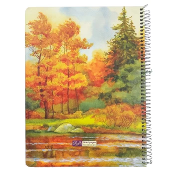 دفتر تک خط رحلی 100 برگ جلد سخت A4 (سایز بزرگ) سری rainbow دایان طرح پاییز کد 504 | نولاین