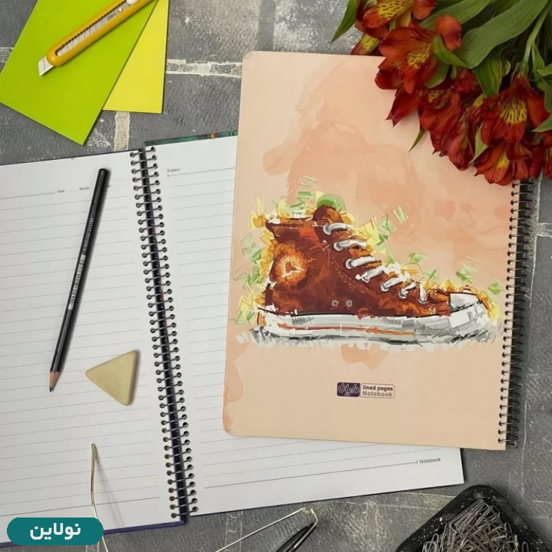 قیمت و خرید دفتر تک خط رحلی 100 برگ جلد سخت A4 (سایز بزرگ) سری rainbow دایان طرح نیویورک کد 504 | نولاین
