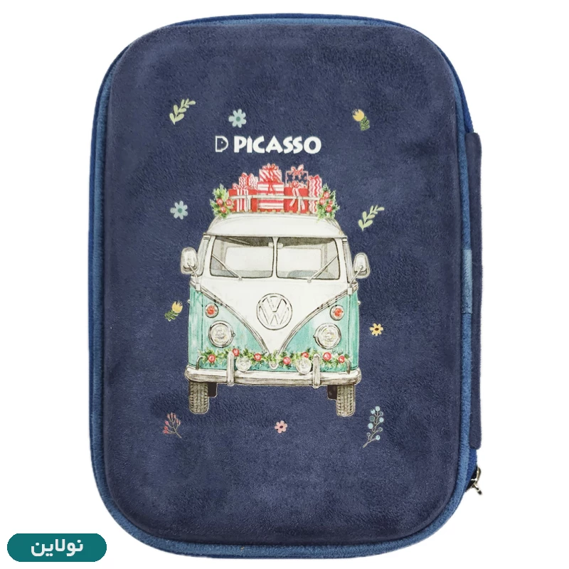 قیمت و خرید جامدادی کتابی سایز بزرگ پیکاسو مدل مخملی طرح ماشین کد P5 | نولاین