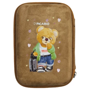 جامدادی کتابی سایز بزرگ پیکاسو مدل مخملی طرح خرس کد P5 | نولاین