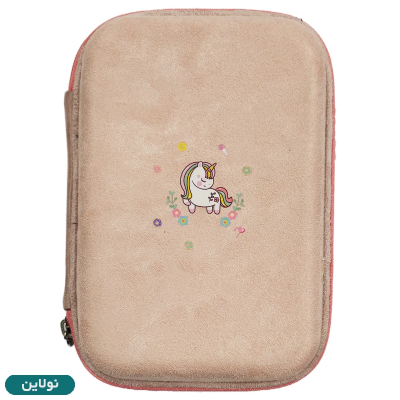 قیمت و خرید جامدادی کتابی سایز بزرگ پیکاسو مدل مخملی طرح یونیکورن کد P5 | نولاین