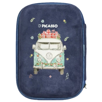 جامدادی کتابی سایز بزرگ پیکاسو مدل مخملی طرح ماشین کد P5 | نولاین