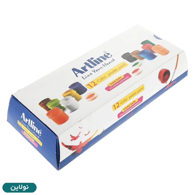 قیمت و خرید گواش 12 رنگ جعبه مقوایی آرت لاین حجم 30 میلی لیتر کد 820PL12 | نولاین