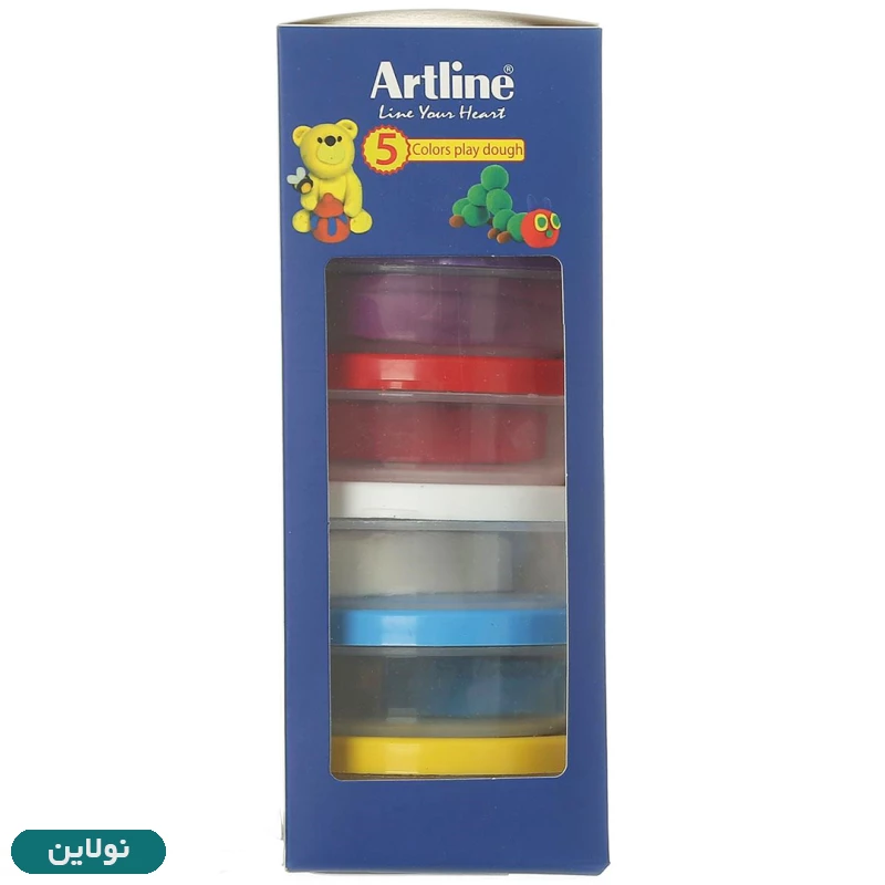 قیمت و خرید خمیر بازی 5 رنگ ظرفی آرت لاین به همراه پازل سه بعدی حیوانات کد 802C5 | نولاین