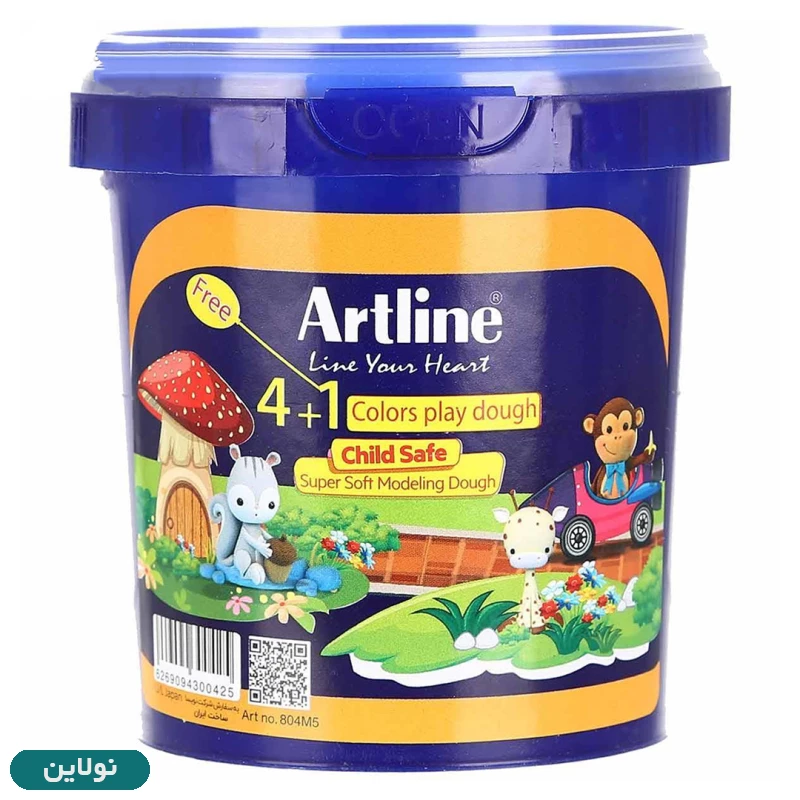 قیمت و خرید خمیر بازی سطلی 5 رنگ آرت لاین تک قالب کد 804M5 | نولاین