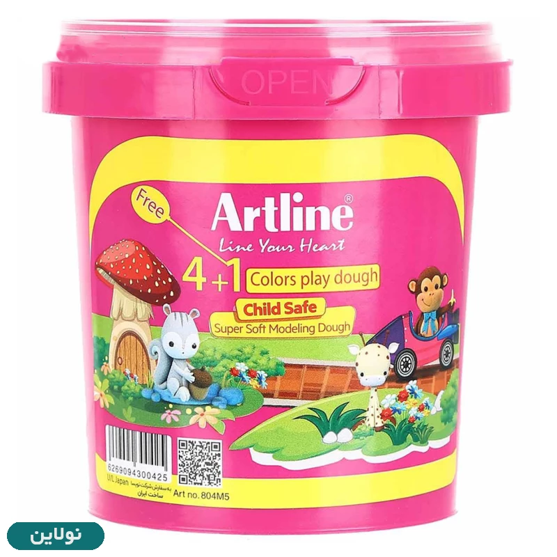 قیمت و خرید خمیر بازی سطلی 5 رنگ آرت لاین تک قالب کد 804M5 | نولاین