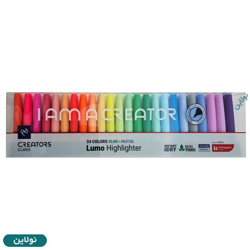 قیمت و خرید ماژیک علامت زن مدل هایلایتر لومو lumo سی کلاس بسته 24 عددی کد HLV-24 | نولاین
