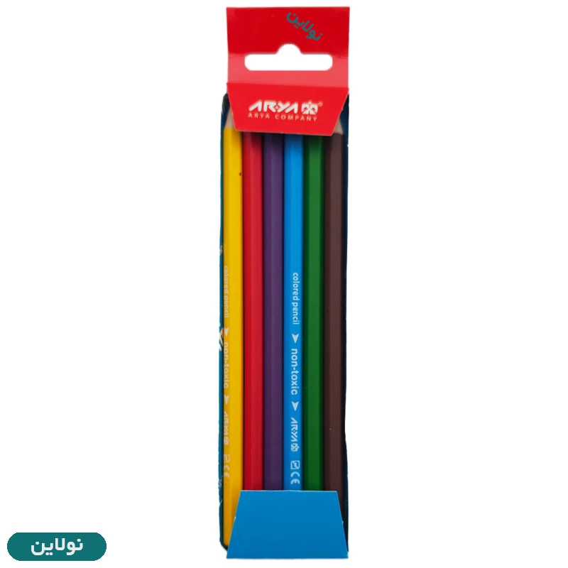 قیمت و خرید مداد رنگی 6 رنگ آریا جعبه مقوایی کد 3011 | نولاین