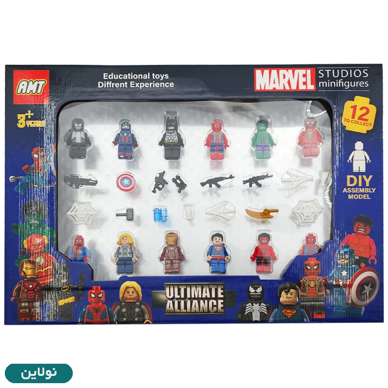 قیمت و خرید ست کاکلکشن لگو آدمک 12 تایی مارول به همراه سلاح آوا AMT 3237 | نولاین
