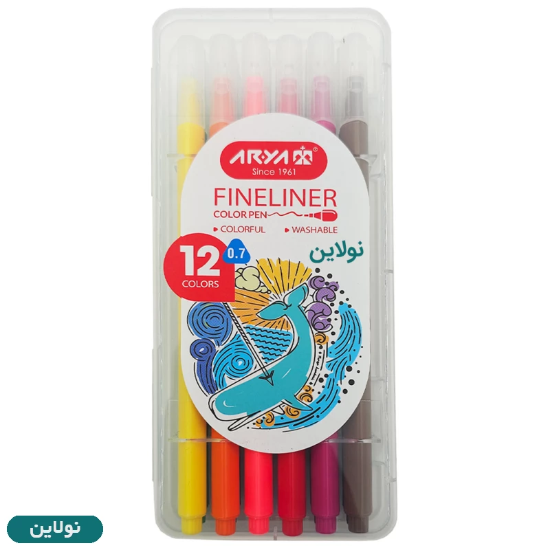 قیمت و خرید روان نویس نوک نمدی 12 رنگ آریا ضخامت 0.7 میلی متری کد 9082 | نولاین
