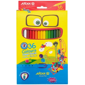 مداد رنگی 36 رنگ آریا جعبه مقوایی به همراه تراش هدیه کد 3018 | نولاین