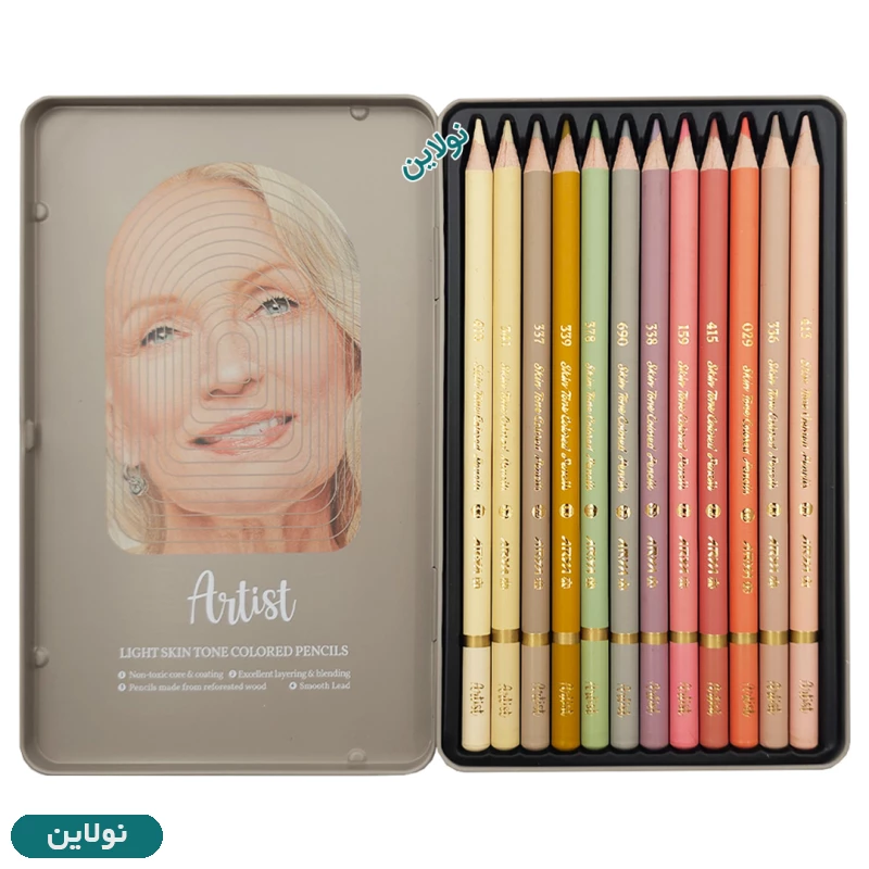قیمت و خرید مداد رنگی 12 رنگ طیف پوست روشن آرتیست آریا arya artist کد 3906 | نولاین
