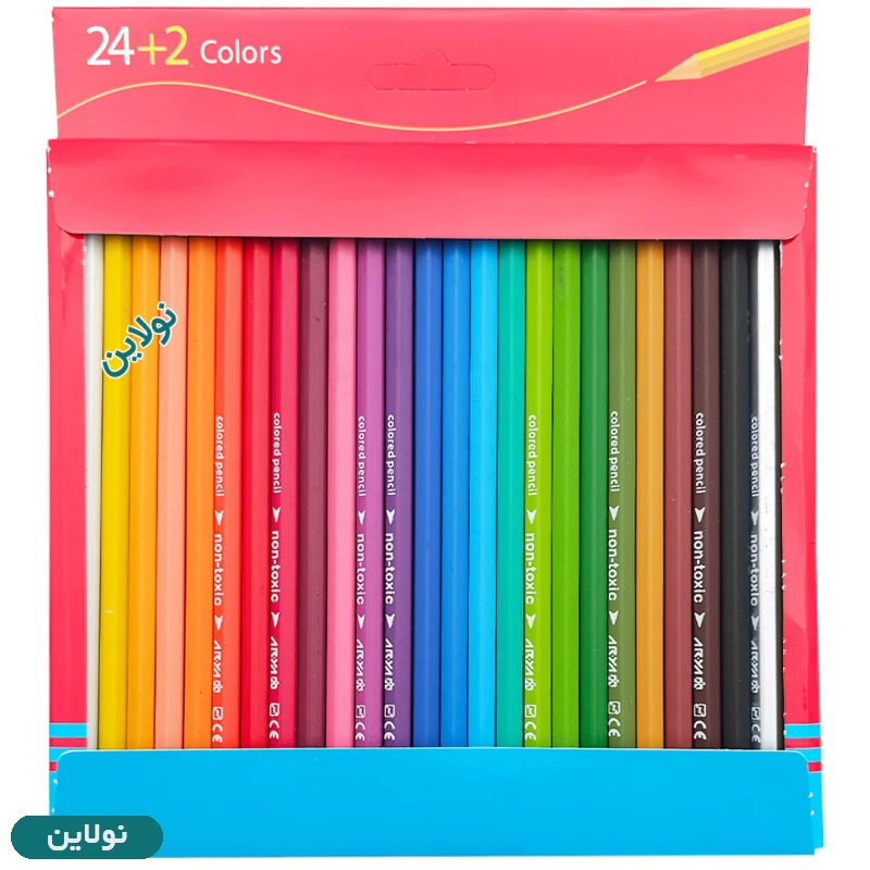 قیمت و خرید مداد رنگی 2 + 24 رنگ آریا جعبه مقوایی کد 3017 | نولاین