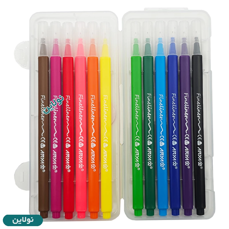 قیمت و خرید روان نویس نوک نمدی 12 رنگ آریا ضخامت 0.7 میلی متری کد 9082 | نولاین