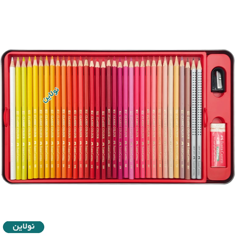 قیمت و خرید مداد رنگی 100 رنگ کلاسیک فابر کاستل جعبه فلزی به همراه تراش و پاک کن کد 115805 | نولاین