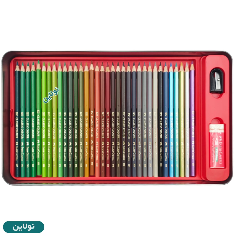 قیمت و خرید مداد رنگی 100 رنگ کلاسیک فابر کاستل جعبه فلزی به همراه تراش و پاک کن کد 115805 | نولاین