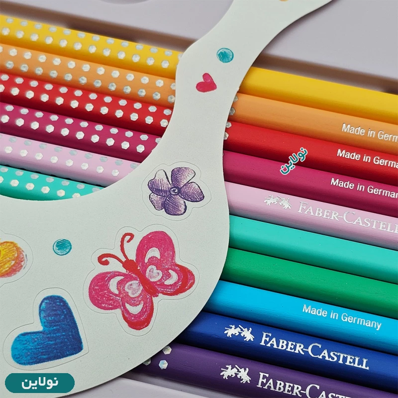 قیمت و خرید مداد رنگی 20 رنگ اسپارکل فابر کاستل طرح پروانه جعبه فلزی کد 201971 | نولاین