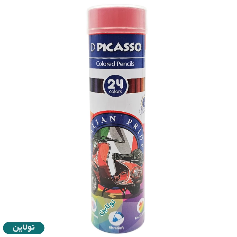 قیمت و خرید مداد رنگی 24 رنگ استوانه ای پیکاسو فلزی کد GOL24TN-S | نولاین
