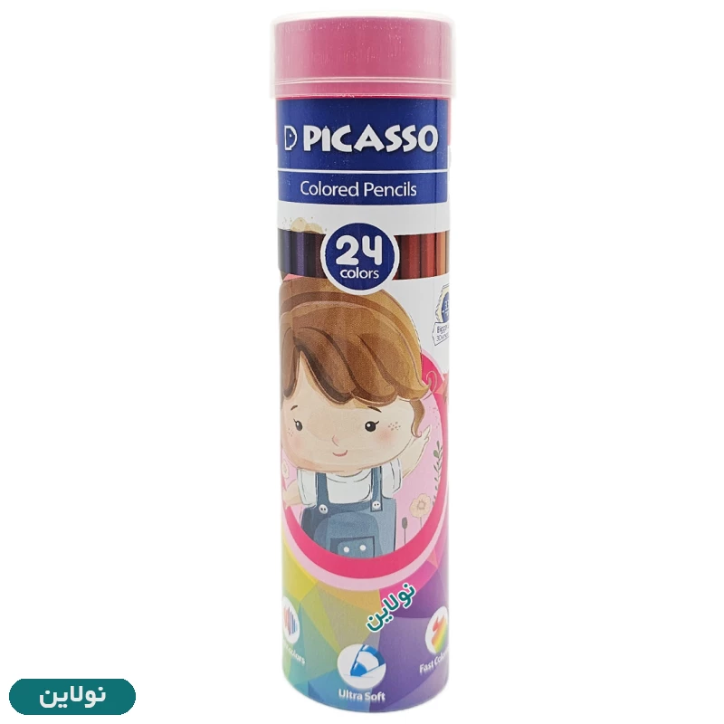 قیمت و خرید مداد رنگی 24 رنگ استوانه ای پیکاسو فلزی کد GOL24TN-S | نولاین