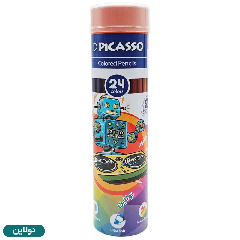 قیمت و خرید مداد رنگی 24 رنگ استوانه ای پیکاسو فلزی کد GOL24TN-S | نولاین