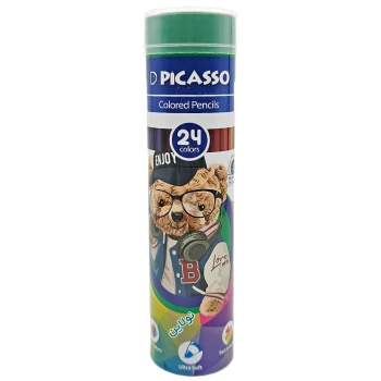 مداد رنگی 24 رنگ استوانه ای پیکاسو فلزی کد GOL24TN-S | نولاین
