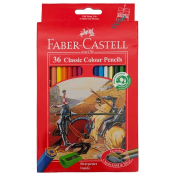 مداد رنگی 36 رنگ فابر کاستل مدل کلاسیک جعبه مقوایی + تراش کد 115856 | نولاین