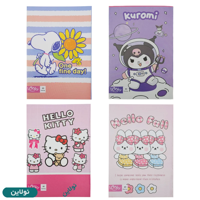 قیمت و خرید دفتر نقاشی 40 برگ لوکی بسته 4 عددی دخترانه کد DF-301 | نولاین