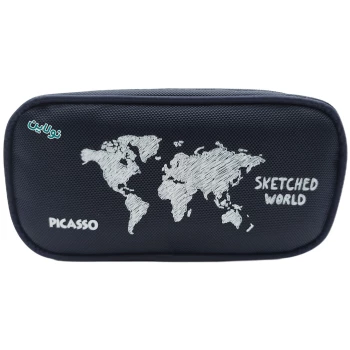 جامدادی پارچه ای 2 زیپ پیکاسو سری سرمه ای کد E3 | نولاین