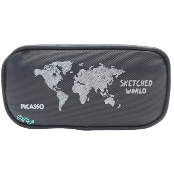 جامدادی پارچه ای 2 زیپ پیکاسو سری طوسی کد E3 | نولاین