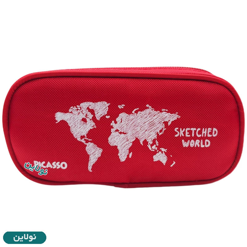 قیمت و خرید جامدادی پارچه ای 2 زیپ پیکاسو سری قرمز کد E3 | نولاین