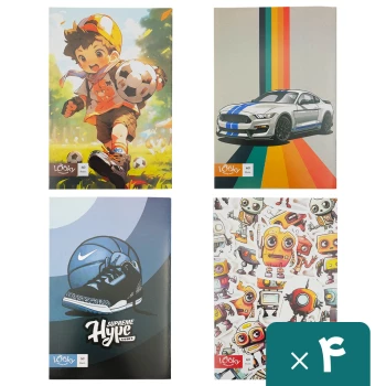 دفتر مشق تک خط 60 برگ لوکی بسته 4 عددی پسرانه کد DF-302 | نولاین