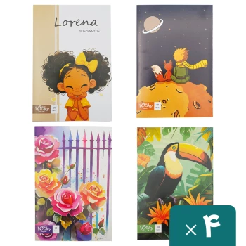 دفتر مشق تک خط 60 برگ لوکی بسته 4 عددی دخترانه کد DF-302 | نولاین