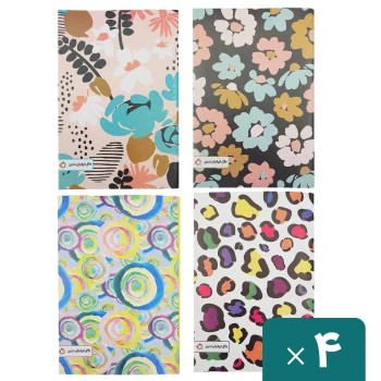 دفتر مشق تک خط 100 برگ بسته 4 عددی دخترانه گل ایرانیان تحریر | نولاین