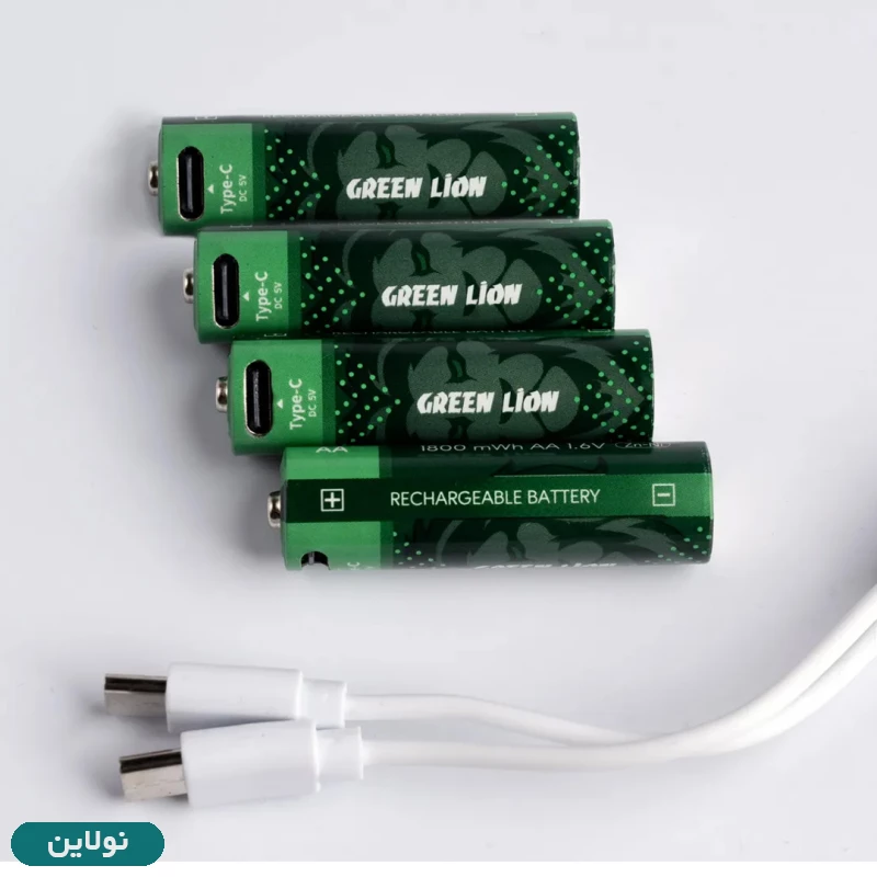 قیمت و خرید باتری قلم شارژی گرین لاین بسته 4 عددی ظرفیت 1800mWh مدل AA1.6v Zn-Ni | نولاین