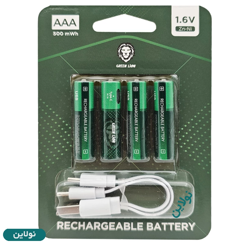 قیمت و خرید باتری نیم قلم شارژی گرین لاین ظرفیت 500mWh مدل AAA1.6v Zn-Ni | نولاین