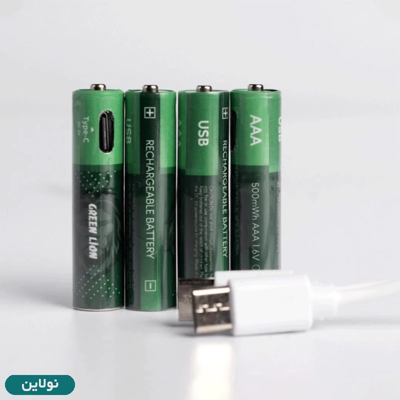قیمت و خرید باتری نیم قلم شارژی گرین لاین ظرفیت 500mWh مدل AAA1.6v Zn-Ni | نولاین