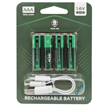 باتری نیم قلم شارژی گرین لاین ظرفیت 500mWh مدل AAA1.6v Zn-Ni | نولاین